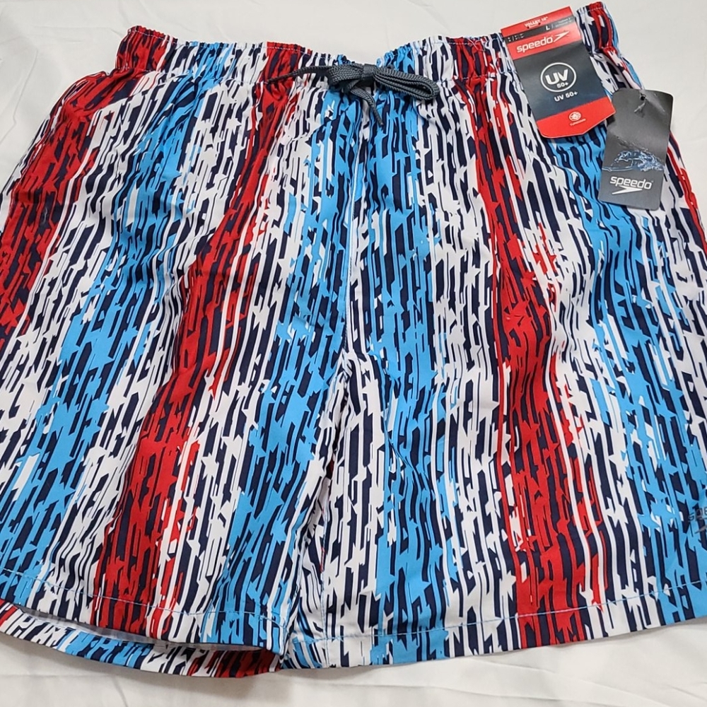Speedo red white blue board volley shorts